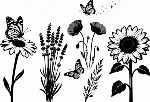 Black and White Floral Butterfly SVG Review