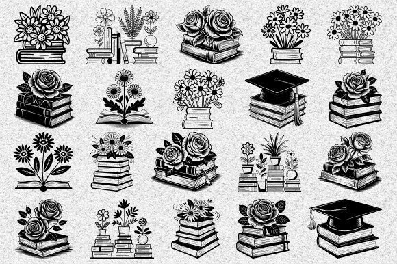 Book Flower Svg, Floral Book Svg Bundle Review
