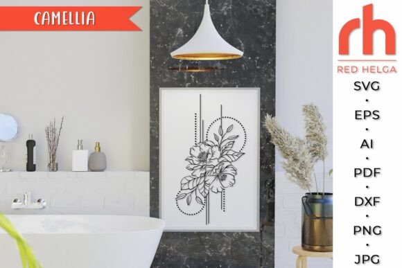 Camellia SVG, Floral Geometric Cut File Review