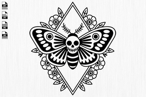 Death Head Moth Geo Svg,Floral Moth Review