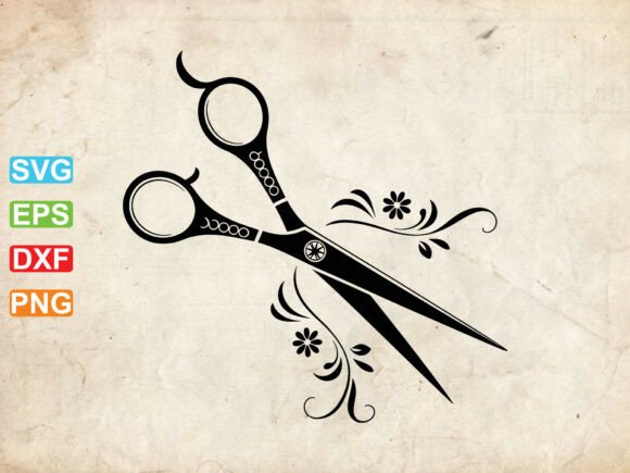 Floral Scissor SVG, Hair Stylist Clipart Review