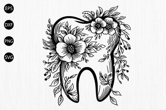 Floral Tooth Svg, Floral Dentist SVG Review