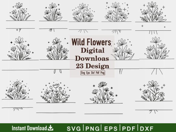 Floral Wildflower Svg Bundle, Silhouette
