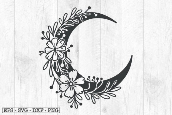 Moon with Flowers Svg, Moon Svg Review for Real Embroidery